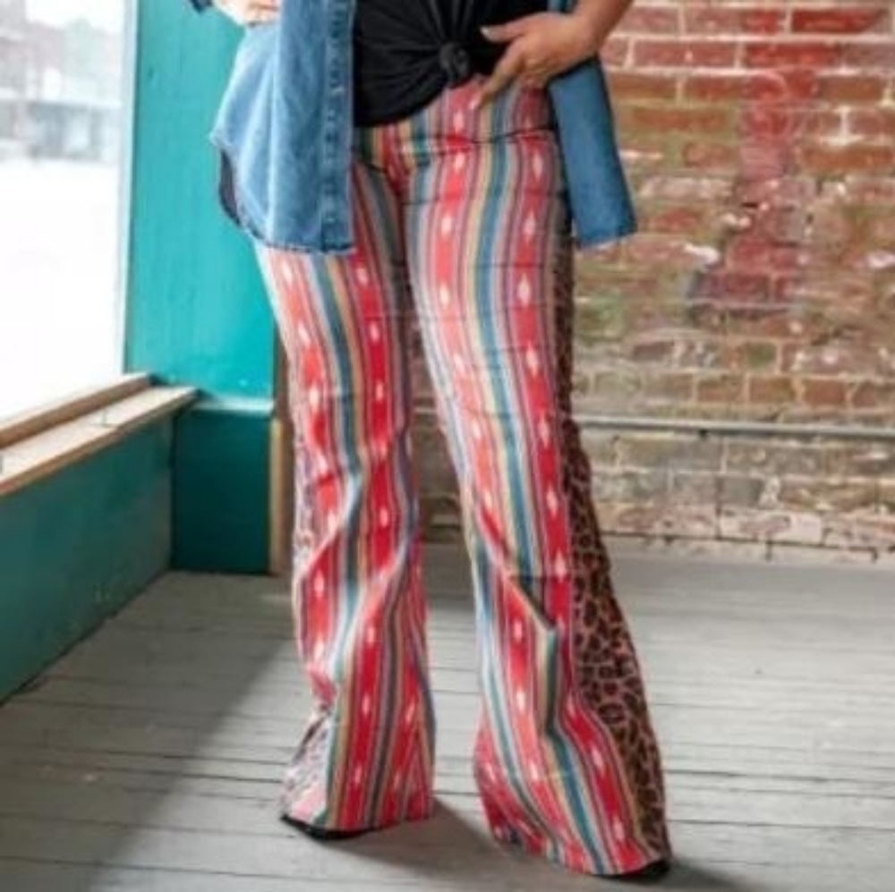 L&B brand Aztec and leopard Flare Pants - Picture 2 of 2